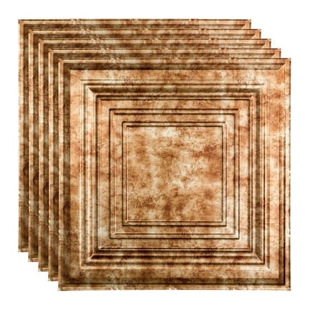 Acoustic Ceiling Products Fasade Traditional Syle No 3 - 23-3/4 x 23-3/4 PVC Lay In Tile in Bermuda Bronze - PL5417